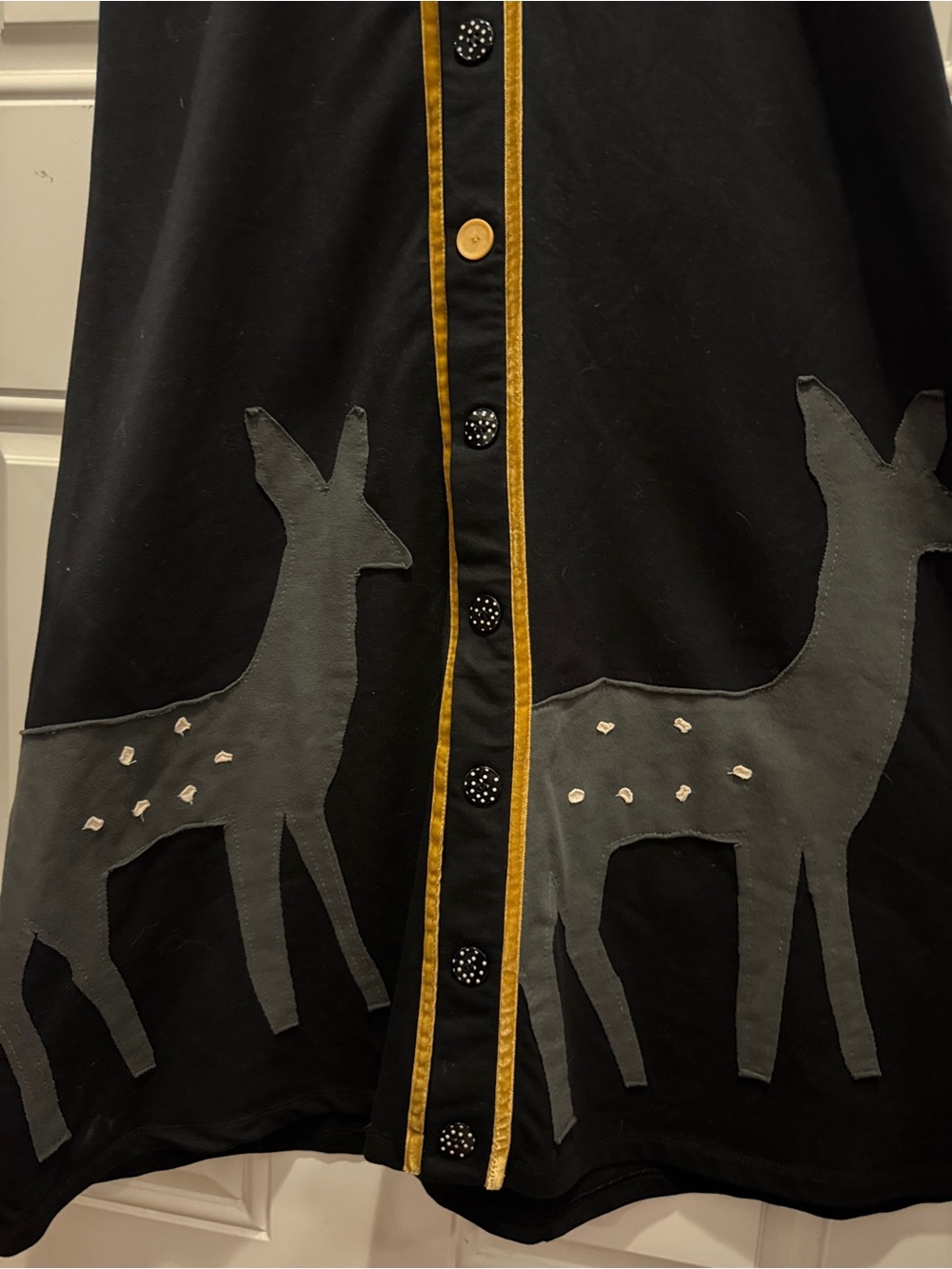 Modcloth x HEEL Athens Lab Deer Cloth Fabric Appliqué Dress Organic Cotton Sz L - Picture 6 of 12